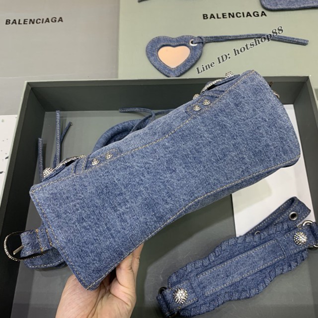 Balenciaga專櫃爆款牛仔藍帶鑽手提包 638515 巴黎世家最新款Neo cagole機車包 fyj1690